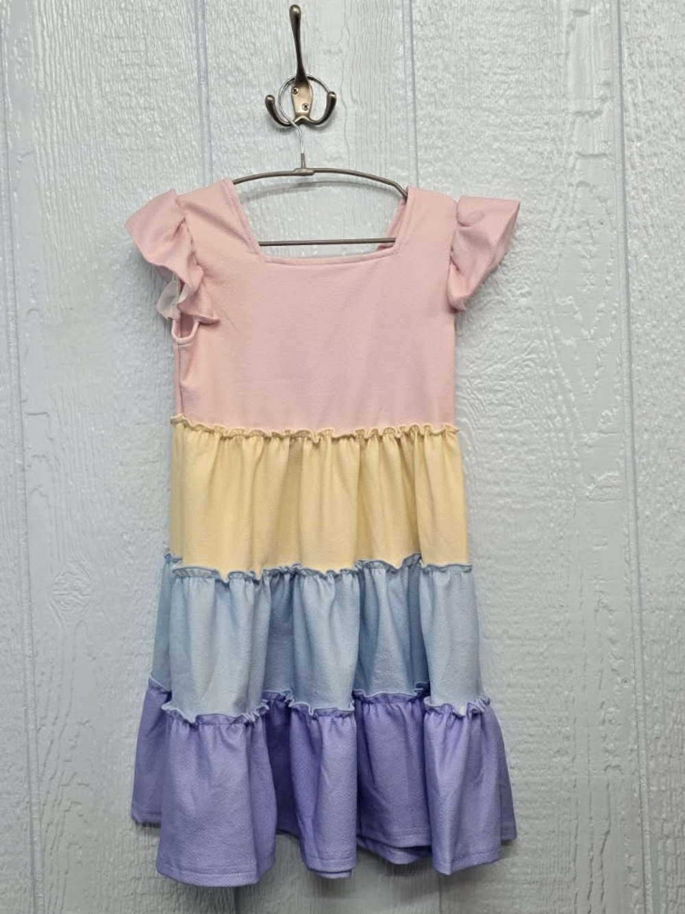 NWT Size 6 Girls' Pastel Tiered Ruffle Dress - Pink, Yellow, Blue, Purple